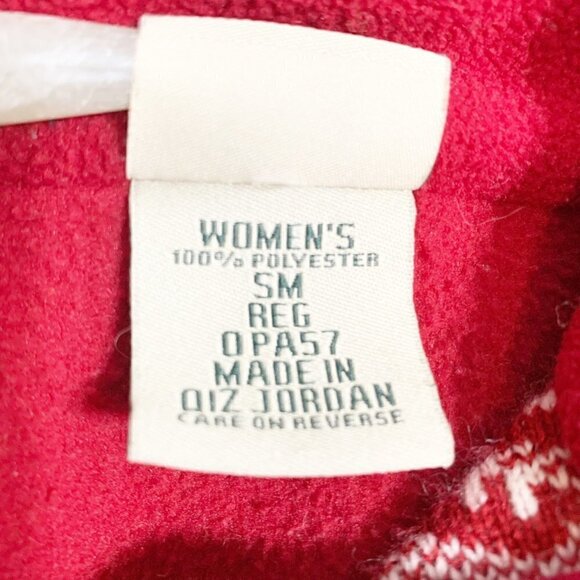 Vintage L.L. Bean red fair isle full zipper mock collar long sleeve cardigan‎ - Picture 6 of 8